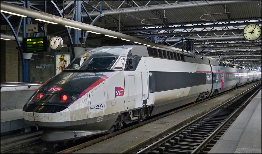 . The TGV Rseau 4551 in Carmillon design photographed in Bruxelles Midi on May 12th, 2013.