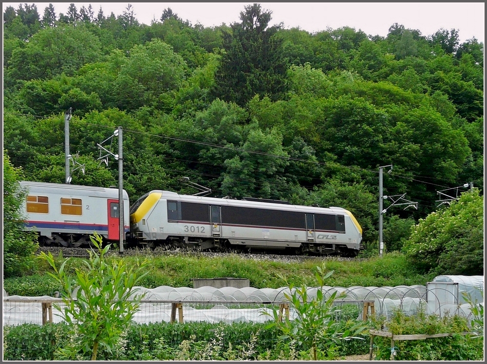 3012 with the IC Liers-Luxembourg is arriving at Kautenbach on June 12th, 2010.