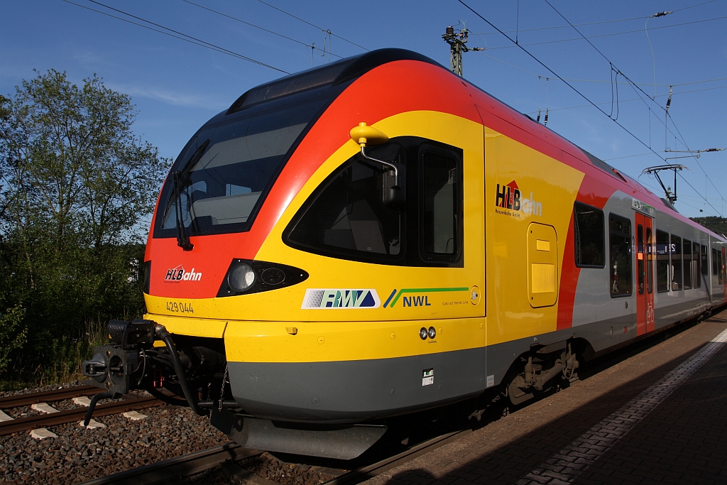 5-piece Stadler FLIRT 429 044 of the HLB (Hessischen Landesbahn) in the station Haiger on 27.06.2011.