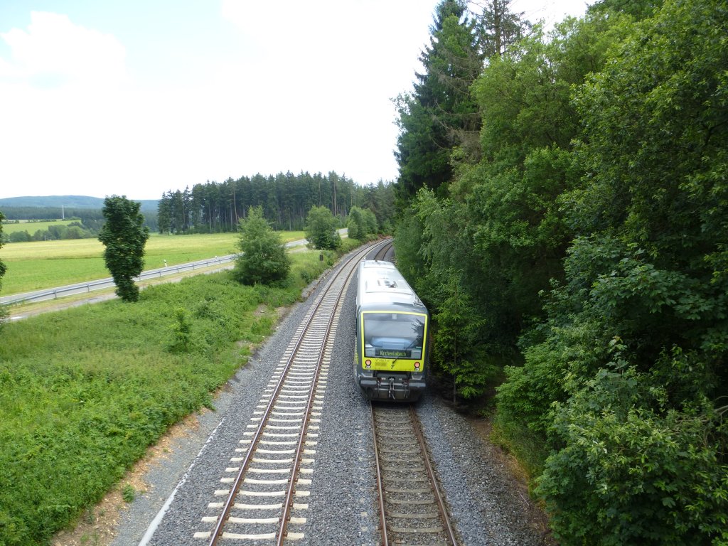650 737 is driving between Martinlamiz and Kirchenlamitz on July 4th 2013.