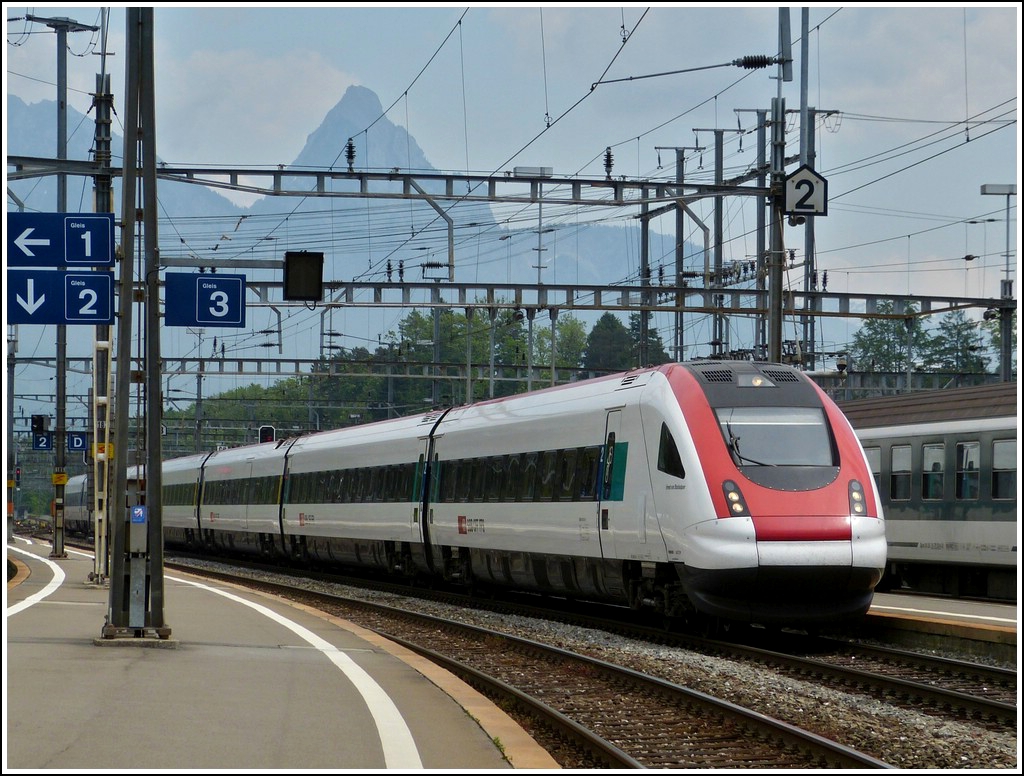 A ICN unit is entering into the station Arth-Goldau on May 24th, 2012.