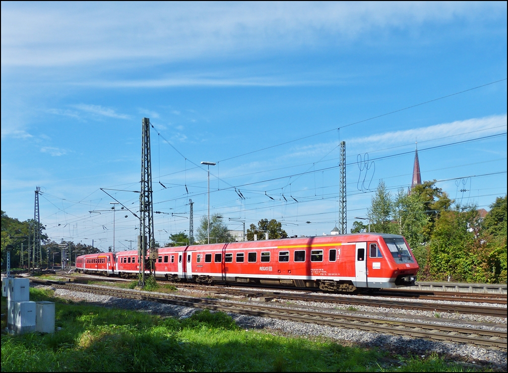 A local train to Ulm main station is leaving the station of Radolfzell on September 17th, 2012.
