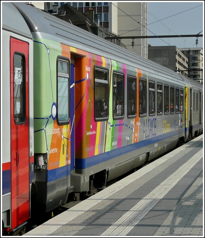 A SNCF TER Alsace wagon pictured in Luxembourg City on July 28th, 2008.