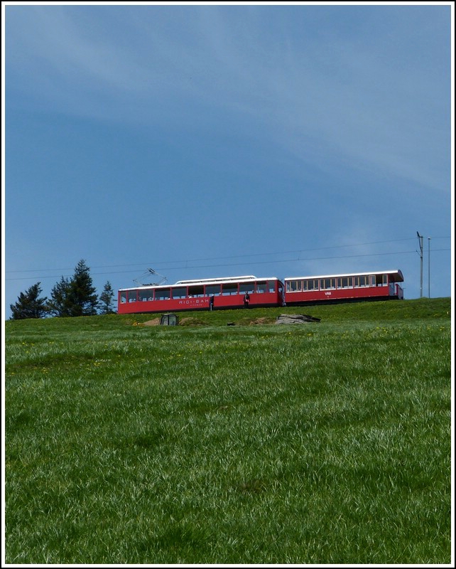 A VRB train is leaving the stop Rigi Staffel on May 24th, 2012.