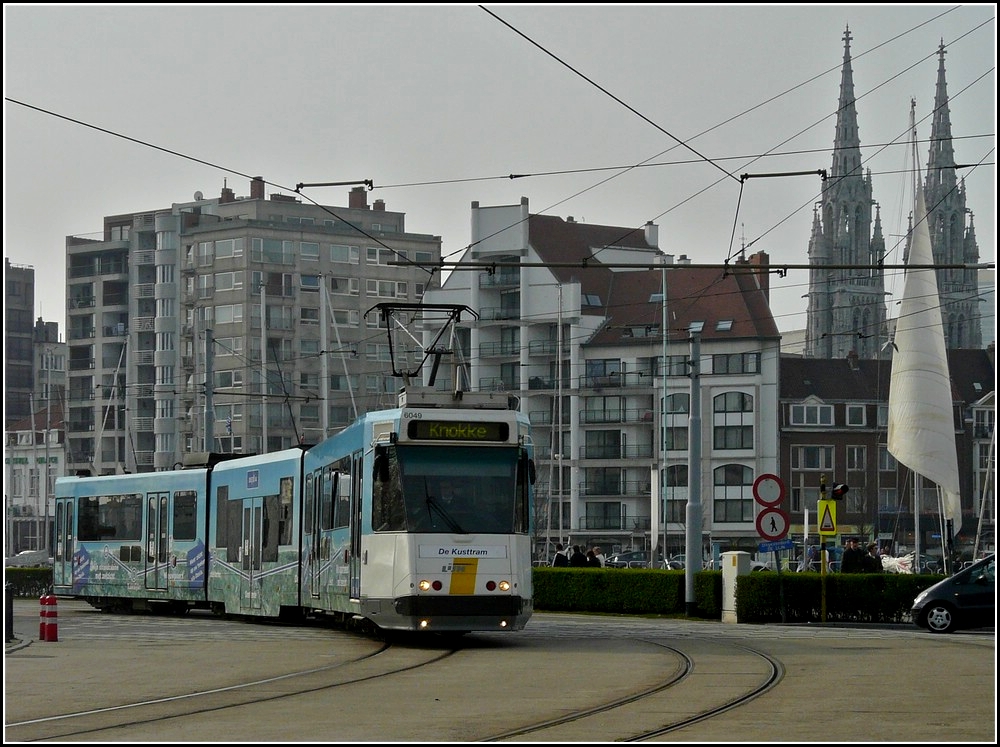 De Kusttram N 6049 is arriving at the station of Oostende on April 12th, 2009.