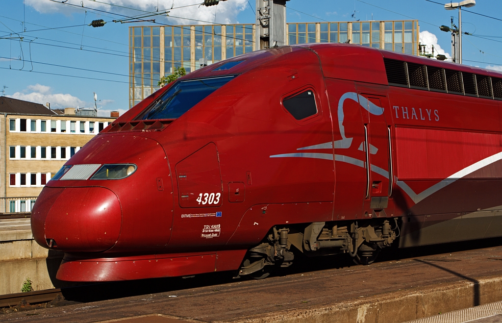 Detail of the Thalys PBKA 4303 on 07.07.2012 in Cologne main station, he is ready for the trip to Paris.