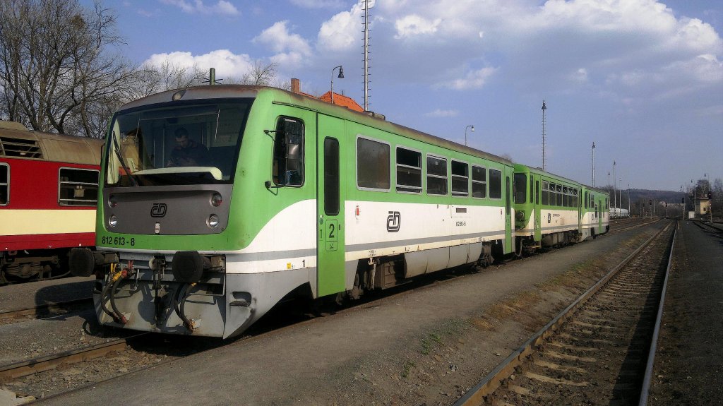 Diesel locomotive 812 in the Railway station Rakovnik at 18.3.2012
