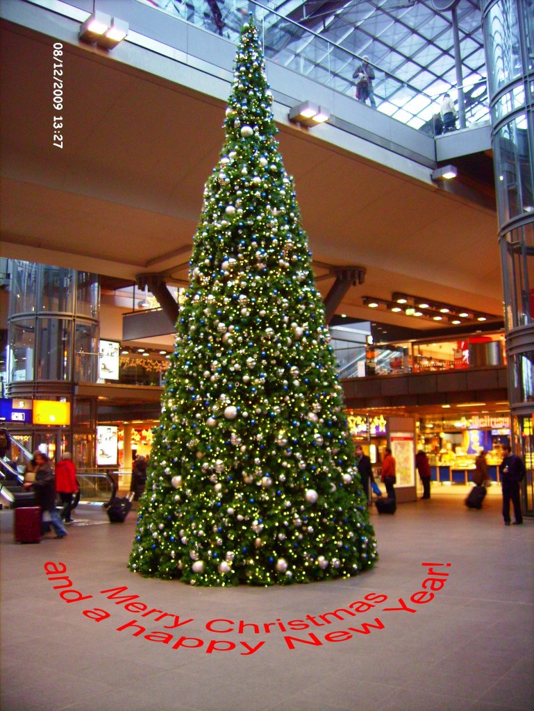 Greetings to Christmas 2009 from Germany, Berlin Central station at december 2009.