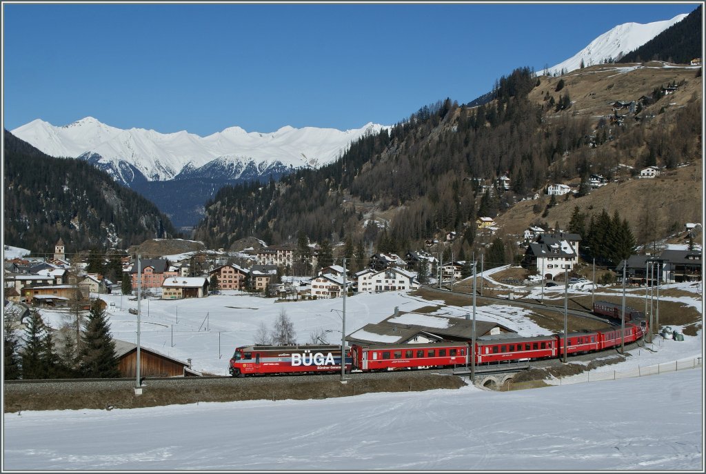 On the way to St Morizt: RhB Ge 4/4 III by Bergn/Bravuogn. 
16.03.2013