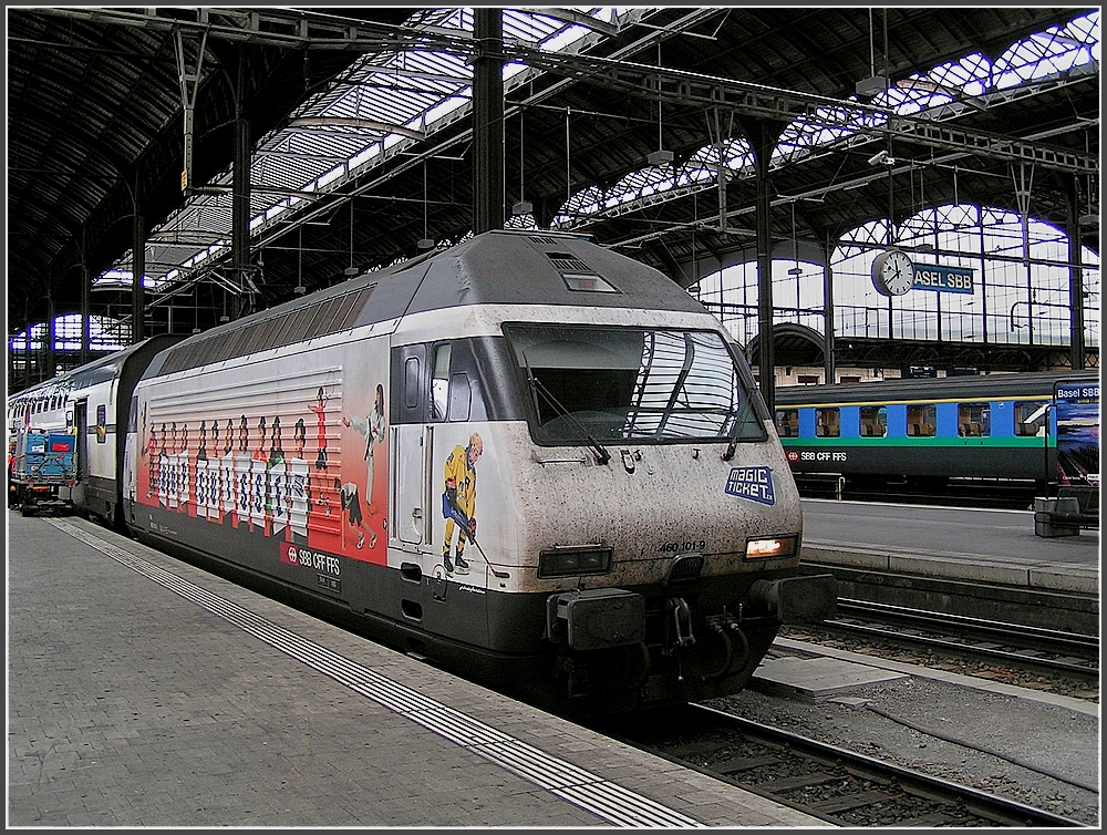 Re 460 101-9 pictured at Basel SBB station on August 8th, 2007.