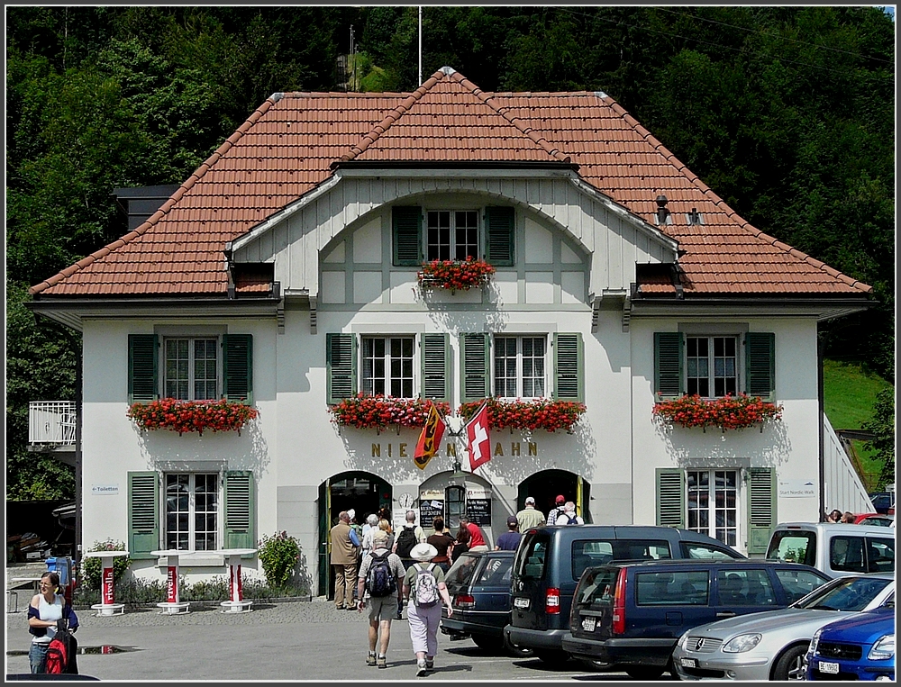 The beautiful station of the Niesen Bahn at Mlenen photographed on July 29th, 2008.