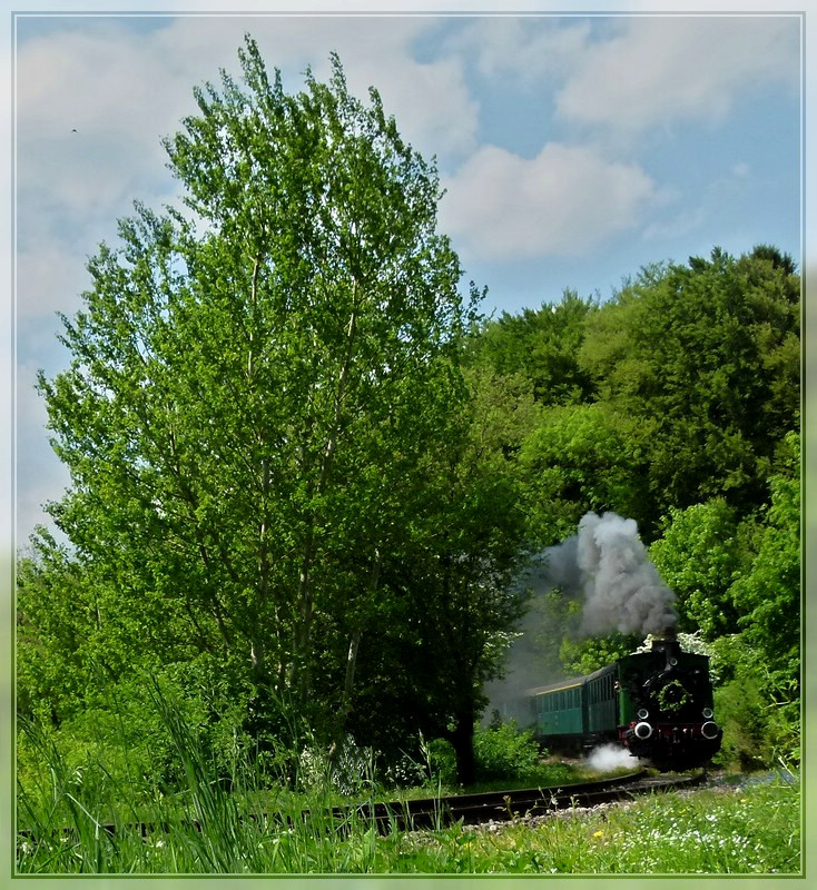 The first steamtrain of the season 2011 is running between Ptange and Fuussbsch on the track of the heritage railway Train 1900 on May 1st, 2011.  
