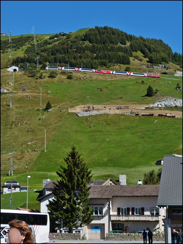 The Glacier Express photographed between Ntschen and Andermatt on September 16th, 2012.