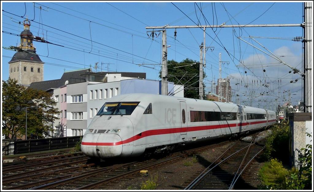 The ICE 402 013-7  Nauen  is entering into the main station of Cologne on Septebmer 19th, 2011.