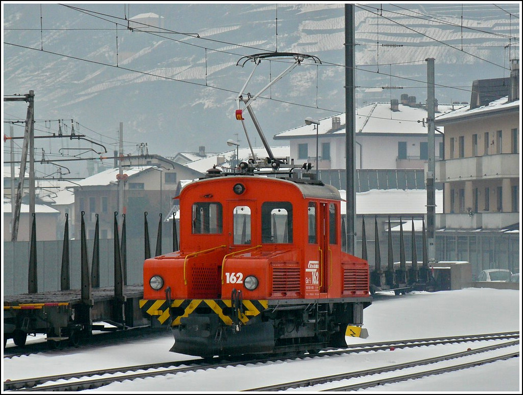 The little RhB shunter engine Ge 2/2 162 pictured in Tirano on December 24th, 2009.  