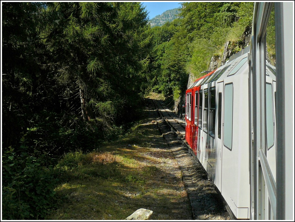 The Mont-Blanc Express pictured between Le Trtien and Finhaut on August 3rd, 2008.