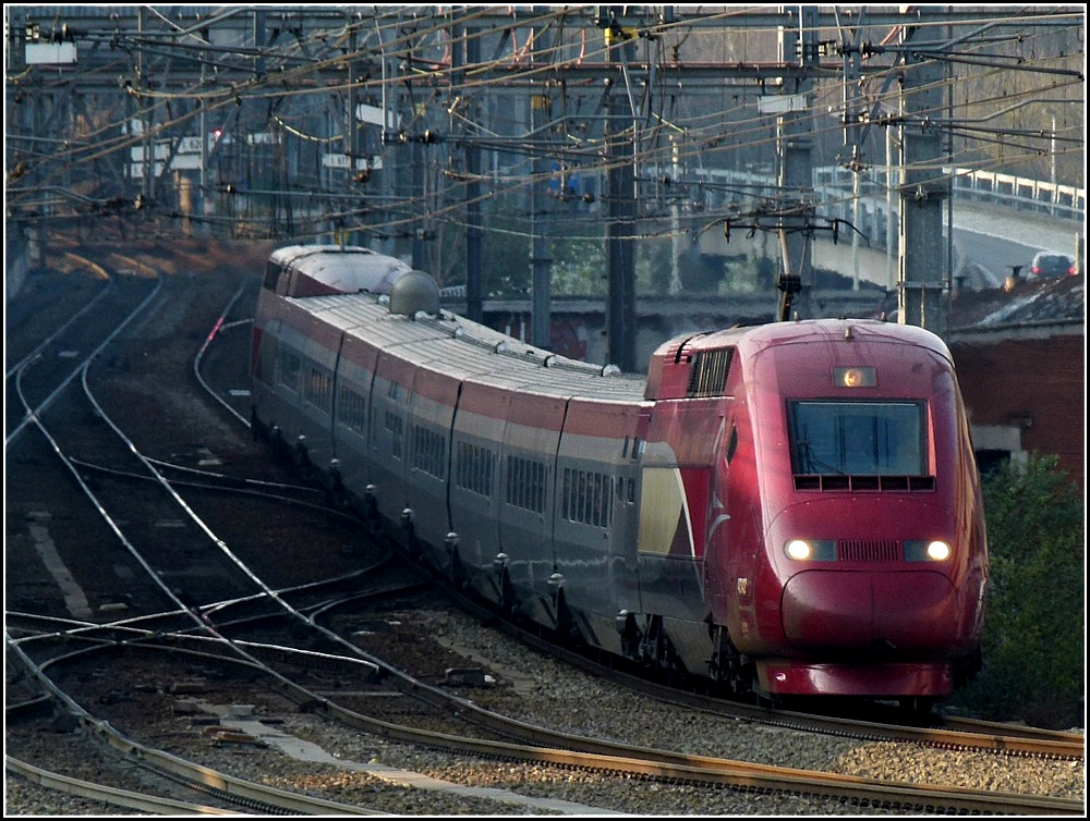 The PBKA Thalys 4342 is arriving at the station Lige Guillemins on March 17th, 2011