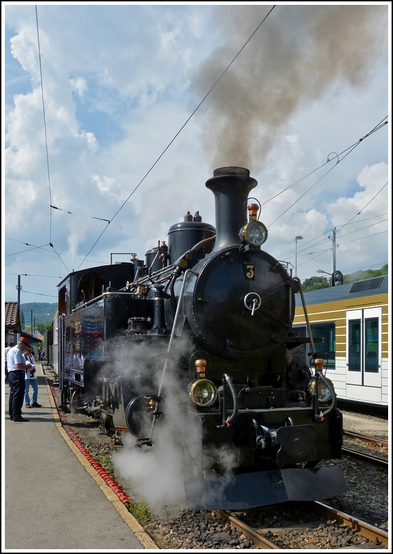The steam engine B.F.D. N 3 photographed in Blonay on May 27th, 2012.