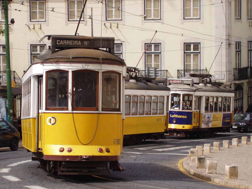 Three tramways in front of the cathedral (S patriarcal), March 2008.
