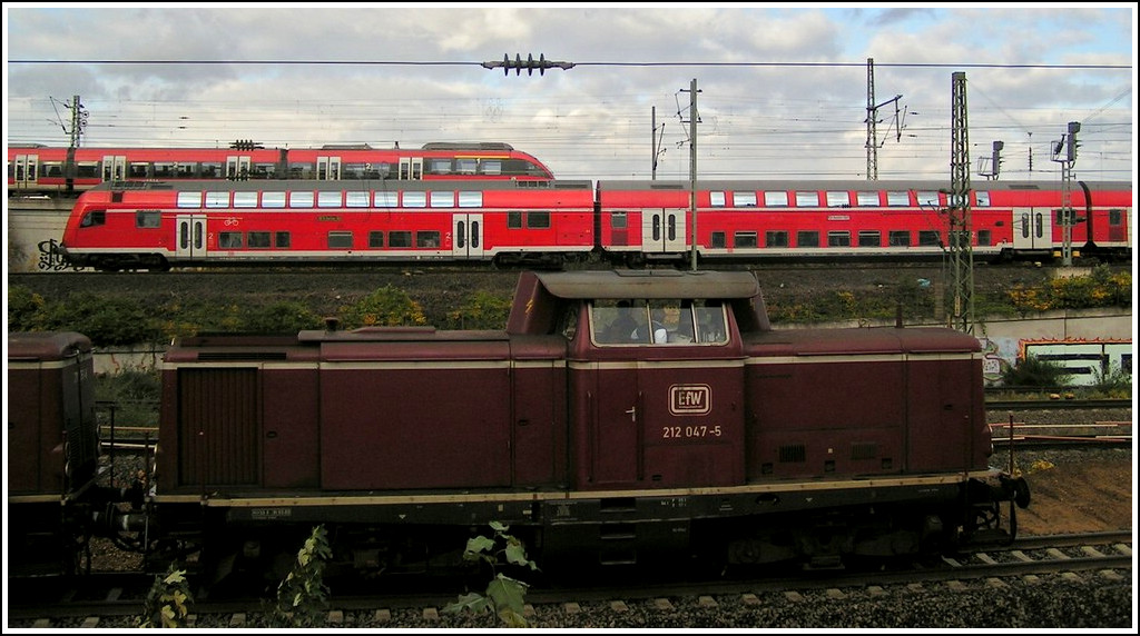 Trains on 3 levels in Kln-Deutz pictured on November 6th, 2007.