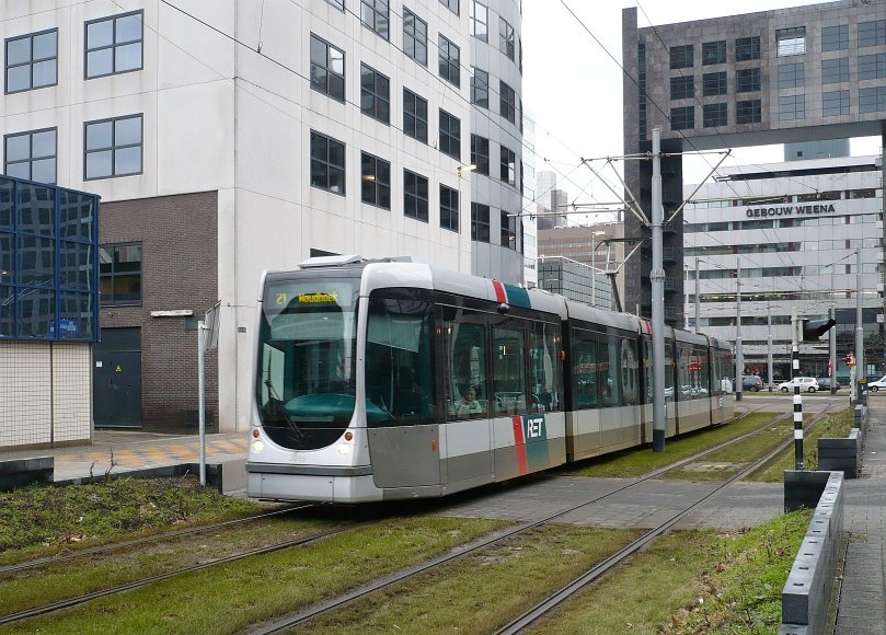 Tram 2036 without ant advertisment Poortstraat Rotterdam 24-02-2010.