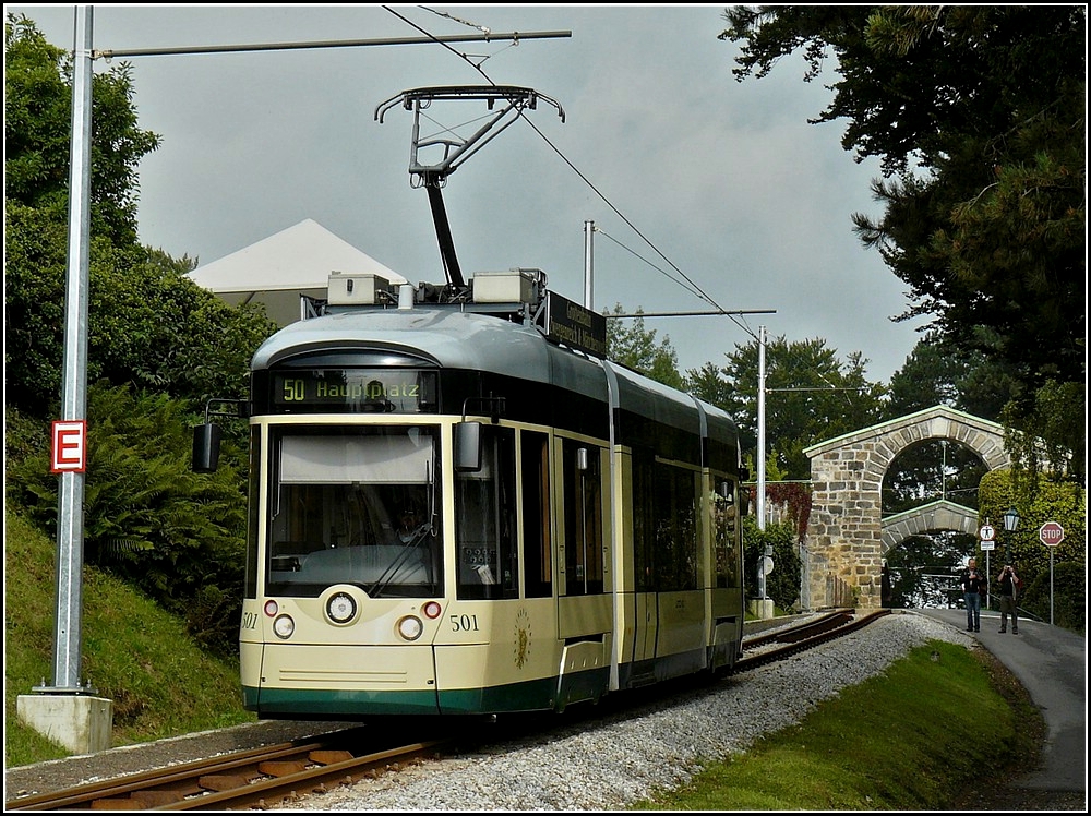 Tram 501 of the Pstlingbergbahn pictured at Linz on September 14th, 2010.