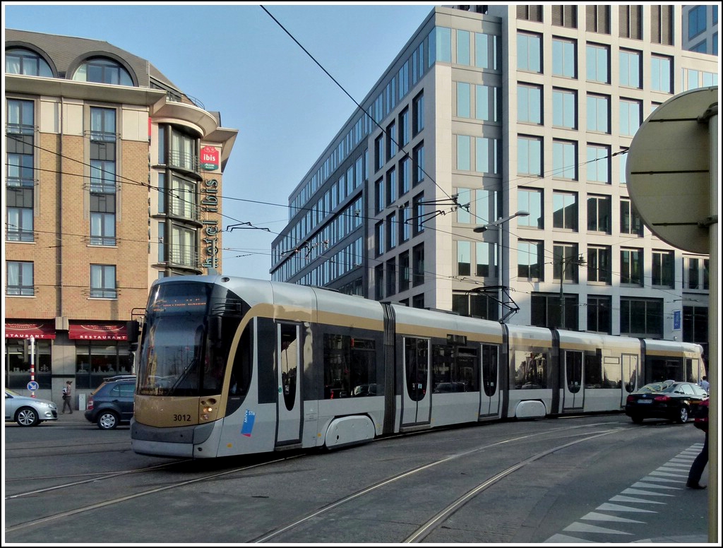 Tram N 3012 is running through the Avenue Fonsny in Brussels on March 23rd, 2012.