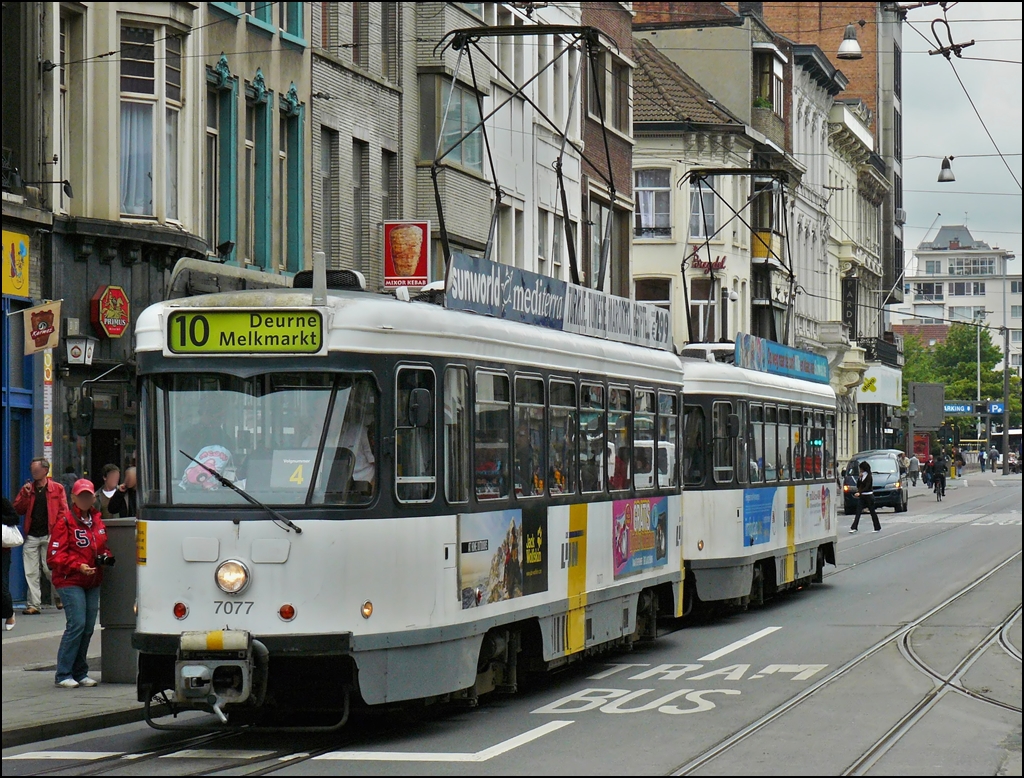 Tram N 7077 pictured in the Gemeentestraat in Antwerp on September 13th, 2008.