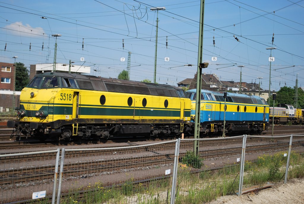 Two diesel engines type HLD 55 waiting on siding at Aachen Westbahnhof. June 2008.