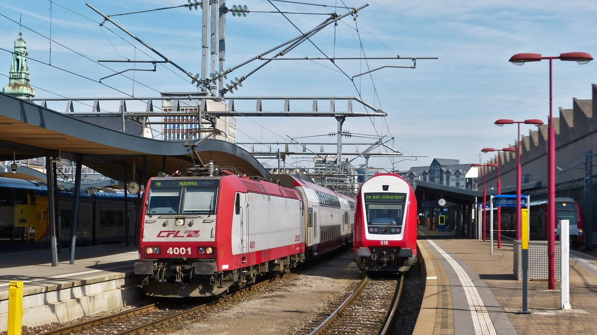 . 4001 is leaving the station of Luxembourg City on April 10th, 2015.