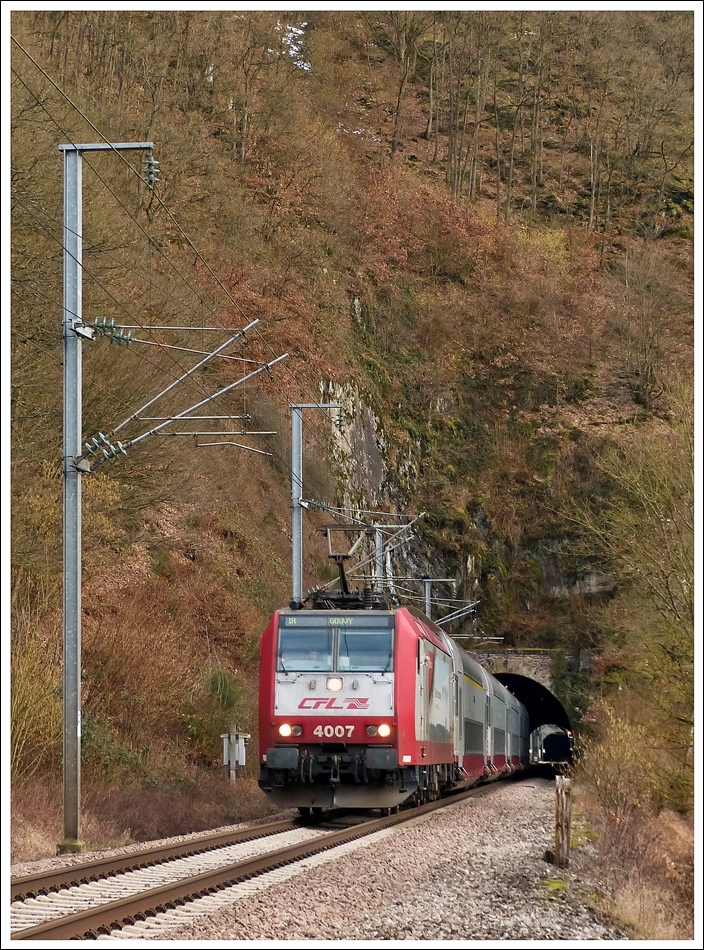 . 4007 is heading the IR 8641 Luxembourg City - Gouvy in Michelau on February 21st, 2013.