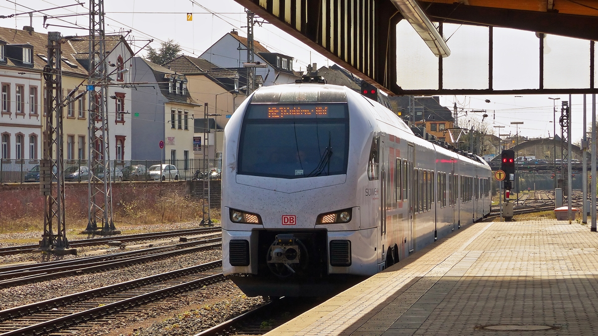 . A DB Regio SWEX is entering into the main station of Trier on April 10th, 2015.