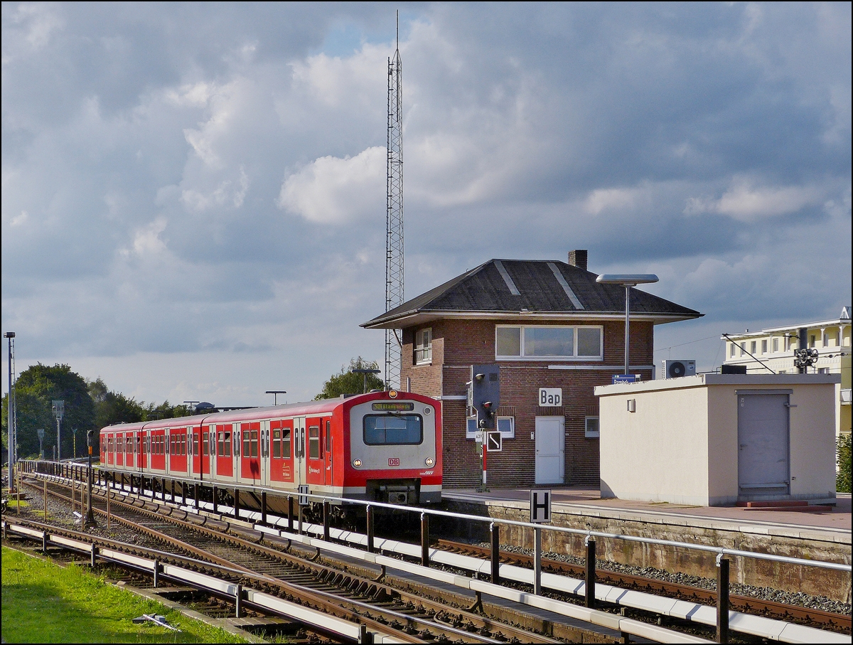 . A train of the Hamburger S-Bahn is entering into the station Barmbek on September 17th, 2013.