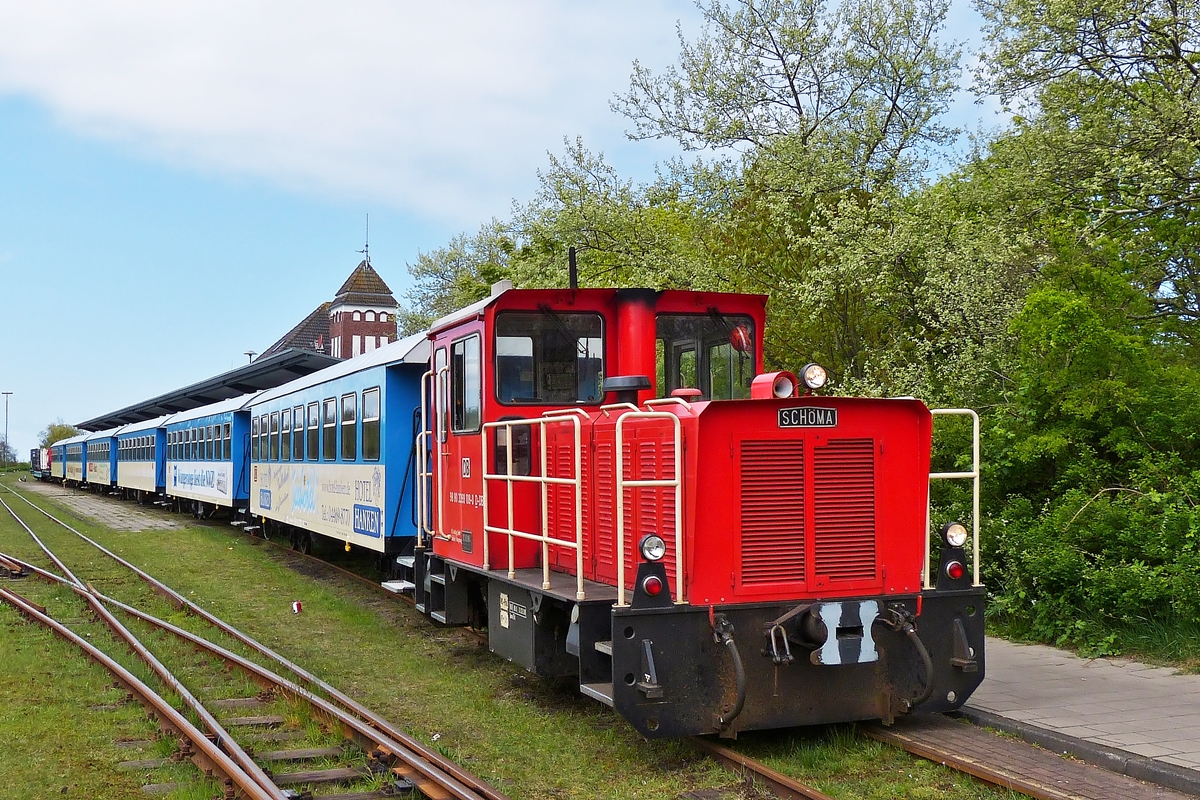 . A train of the Wangerooger Inselbahn taken in Wangerooge on May 7th, 2012.