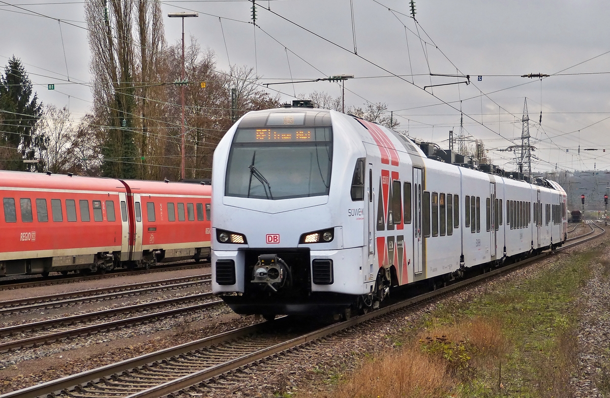 . SWEX Flirt is running through the station of Ensdorf on December 20th, 2014.