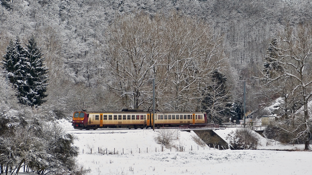 . The RE 3838 Troisvierges - Luxembourg City photographed between Sassel and Maulusmhle on February 2nd, 2015.