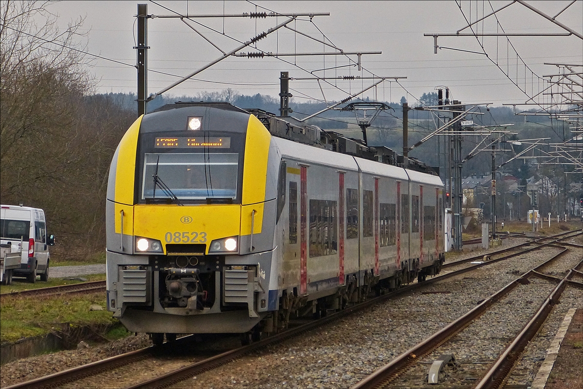 . The SNCB Desiro 08523 is arriving in Athus on January 8th, 2018.