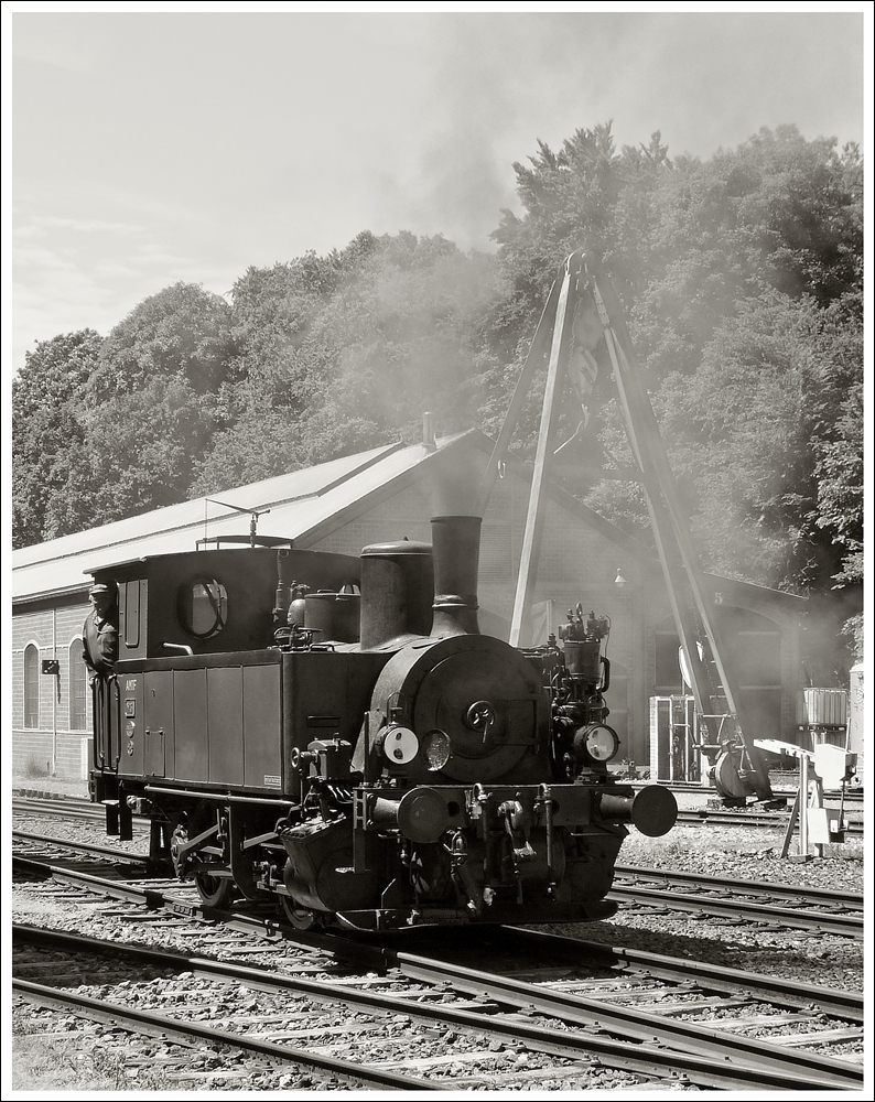 . The steam locomotive N 8 (ADI 8) of the heritage railway Train 1900 photographed in Fond de Gras on June 16th, 2013. ARBED Differdange was the former owner of this eingine of the type B2 nt, built by HANOMAG in 1900.