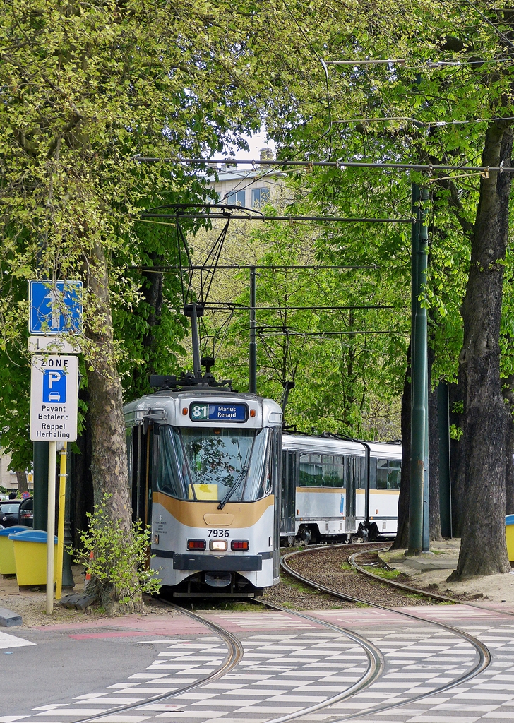 . Tram N 7936 pictured at the stop Montgomery in Brussels on April 6th, 2014.