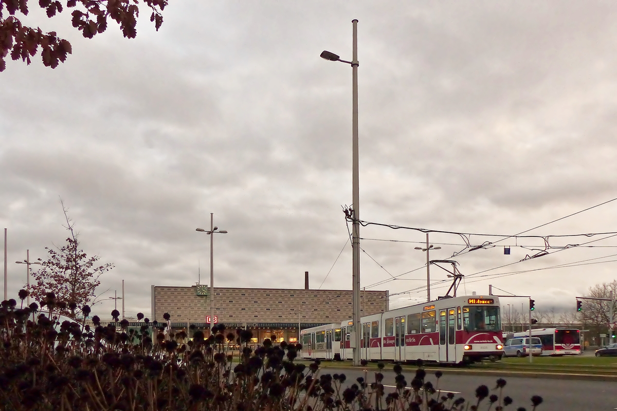 . Tram N 8151 is running through Kurt-Schumacher-Strae in Braunschweig on January 3rd, 2015.