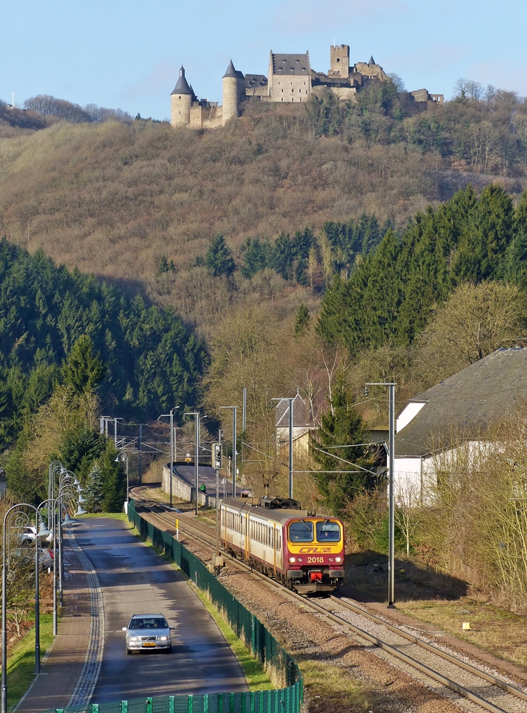 . Z 2018 as RE 3787 Troisvierges - Luxembourg City taken just before arriving at the stop Michelau on January 20th, 2015.