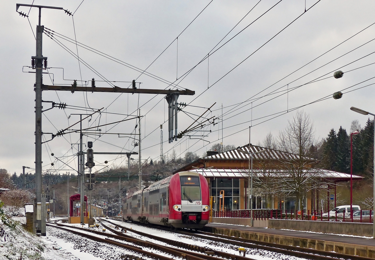 . Z 2215 pictured in front of the station of Troisvierges on January 20th, 2015.