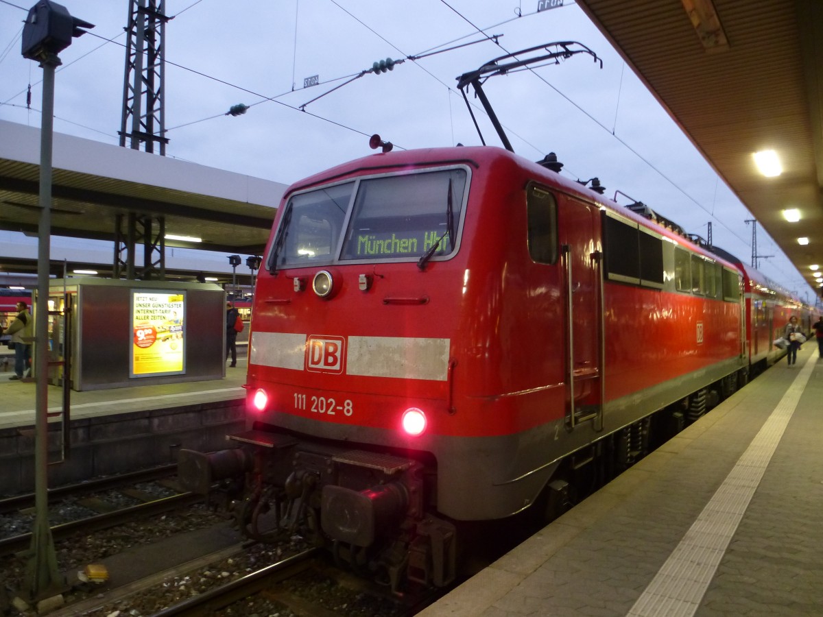 111 202-8 is standing in Nuremberg main station on September 22nd 2013.