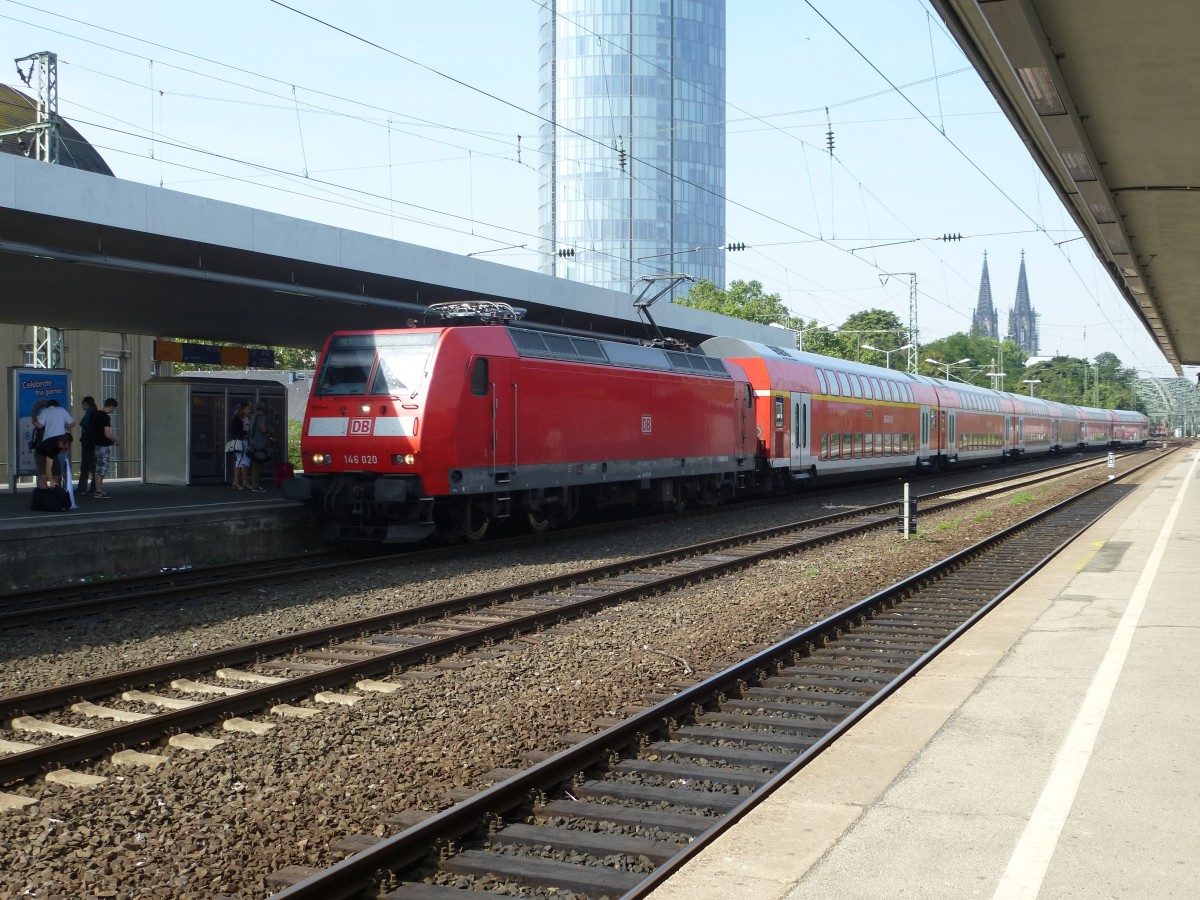 146 020 is standing in Kln Messe/Deutz on August 21st 2013.