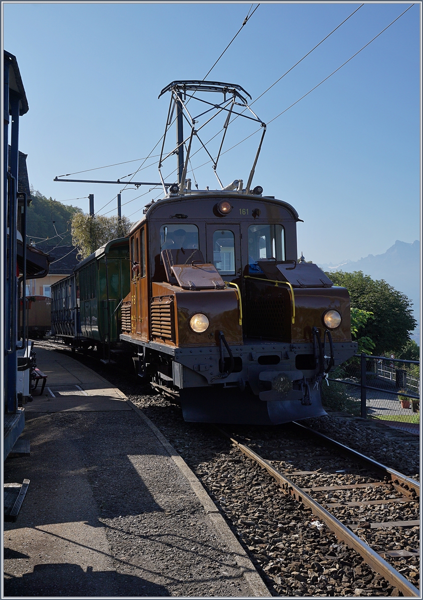 50 years Blonay -Chamby Railway - Mega Bernina Festival (MBF): The Ge 2/2 161 Asnin  in Chamby.
08.09.2018