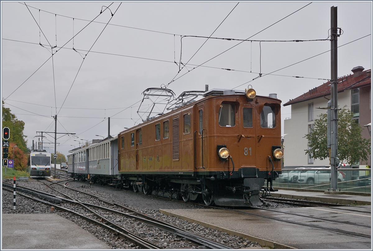 50 years Blonay -Chamby Railway - The last part: The Blonay-Chanby Railway Bernina Bahn Ge 4/4 81 in Blonay. 
27.10.2018