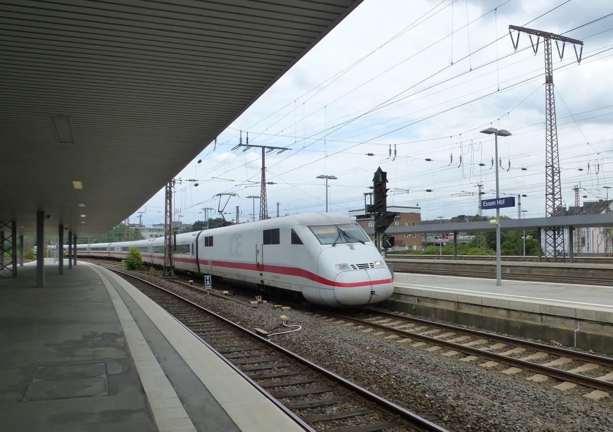 A ICE is arriving in Essen main station on August 20th 2013.