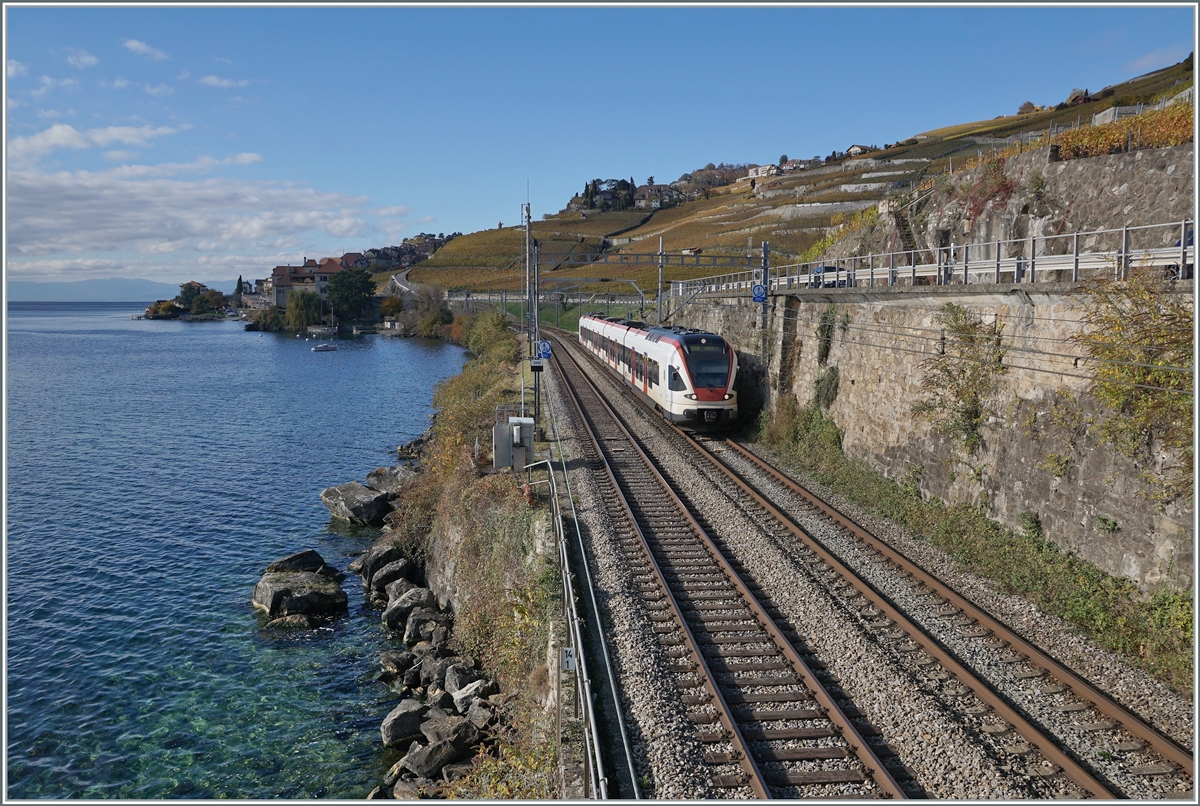 A SBB RABe 523 FLIRT on the way to Aigle between Rivaz and St Saphorin. 

05.11.2021