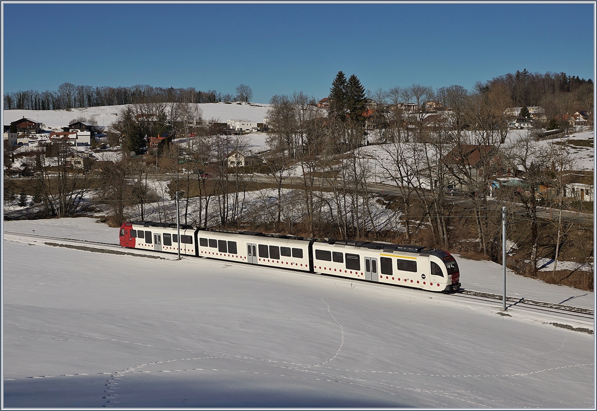 A TPR local train on the way to Montbovon by Remaufens.

16.02.2019