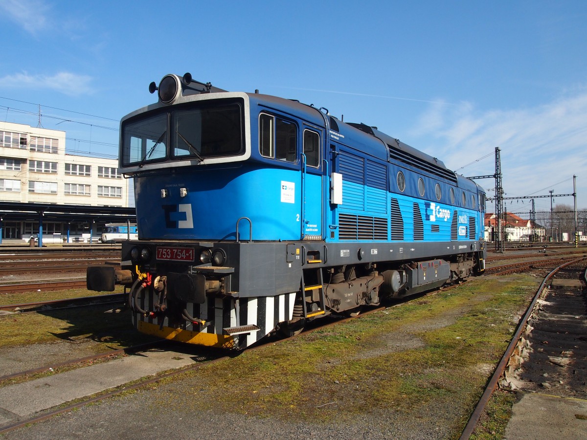 CD Cargo 753 754-1 at the Railway station Kralupy nad Vltavou in 8. 3. 2015.